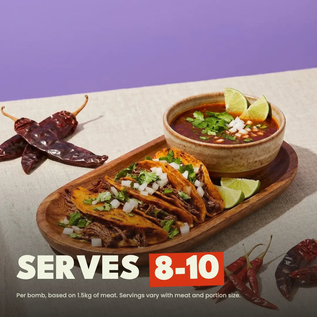 One Birria Bomb serves 8 to 10