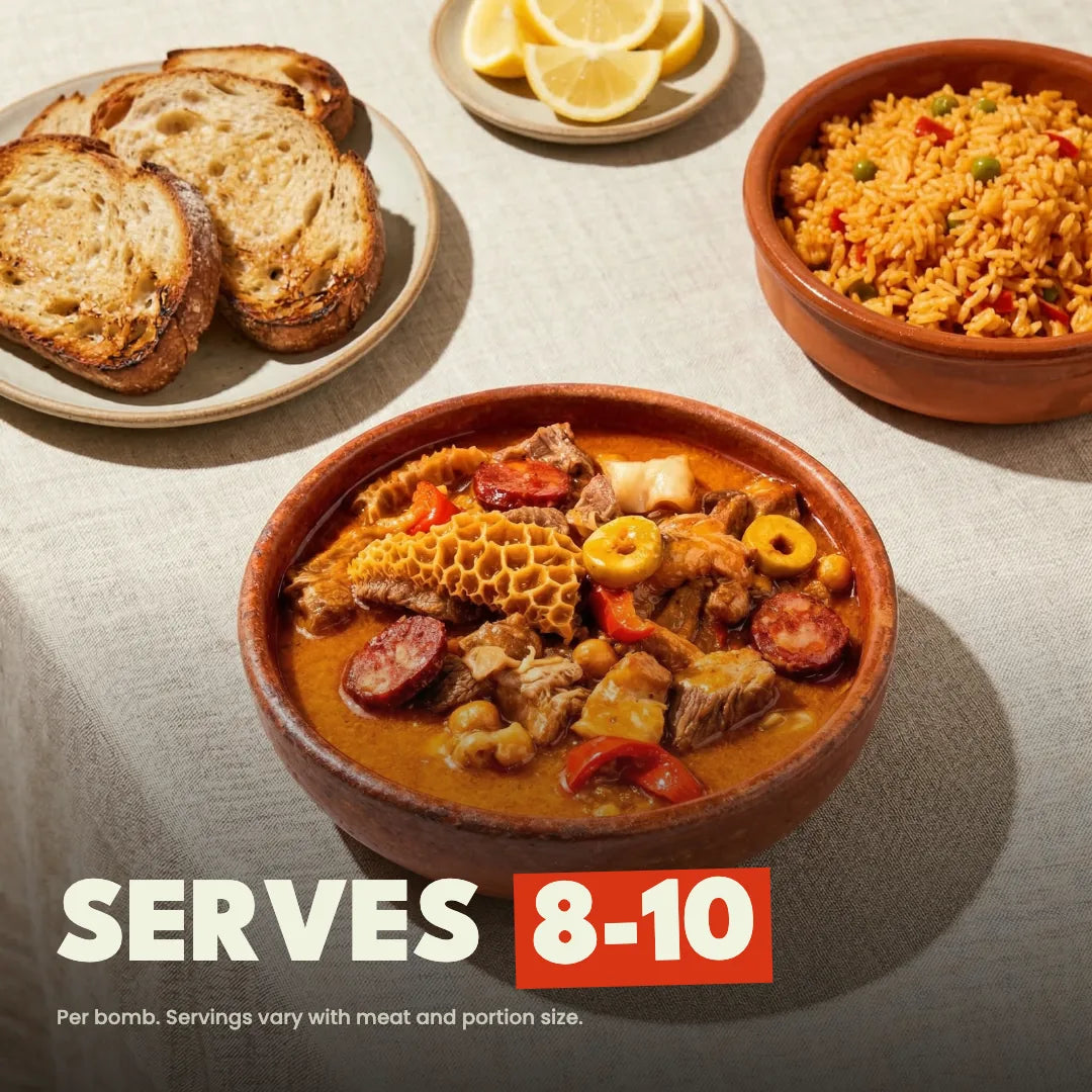 One Callos Bomb serves 8 to 10